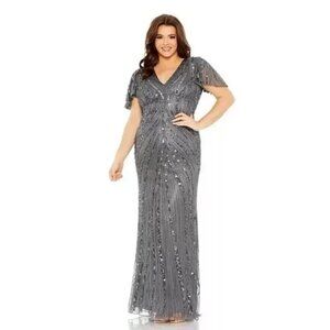 NWT Mac Duggal Flutter Sleeve Embellished Dress size 14w